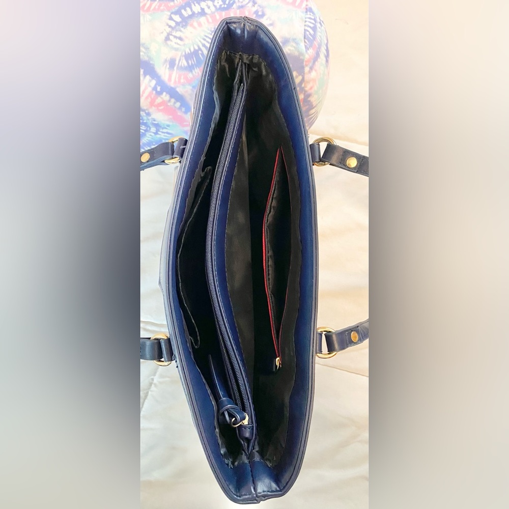 Tommy Hilfiger Red, White, and Blue Striped Tote Purse - Picture 6 of 10